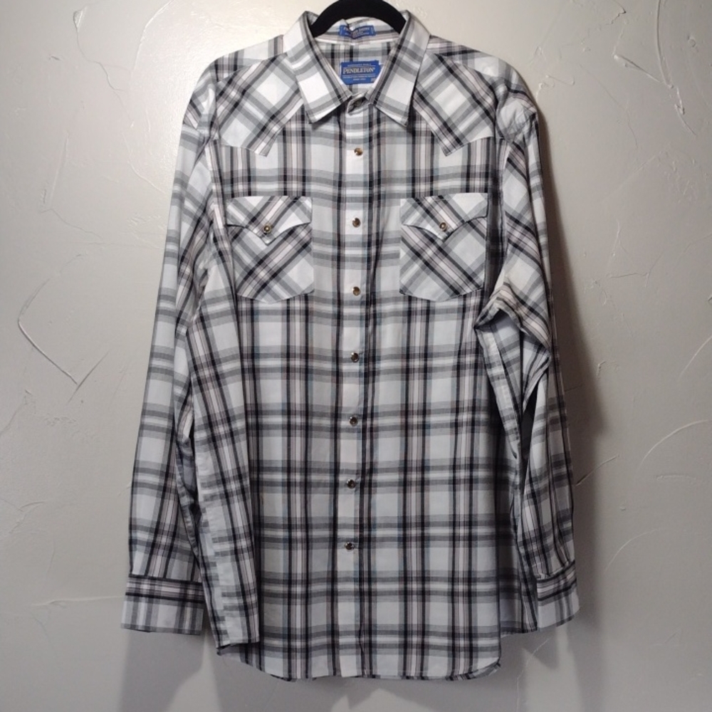 Pendleton Plaid Snap Front Frontier Shirt Men's XXL Long